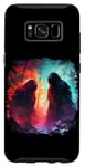 Coque pour Galaxy S8 Deux bigfoot rouge bleu faceoff forêt sasquatch yeti cool art