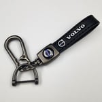 Lädernyckelring för bil och cykel i metall | Hållbar nyckelring | Nyckelring och krok i metall med pistolfärgad hårdvara Gun Color Hardware Volvo