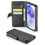 Mobique Samsung Galaxy A55 Plånboksfodral i Äkta Läder, Svart