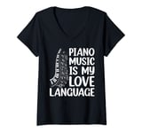 Womens Piano Music Is My Love Language - Piano Keyboard Player V-Neck T-Shirt