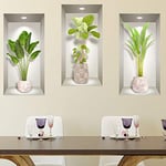 Stickers muraux Chambre Adulte - Adhesif Mural Effet 3D | Sticker Mural - Autocollant Mural Bananiers - Stickers Muraux Cuisine - Décoration Murale Trompe l'œil Salon - 3 Autocollants Muraux 60x30cm