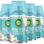 4 x Air Wick Freshmatic Single Refill Spring Breeze & Island Vanilla 250ml