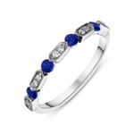 18ct White Gold Sapphire Diamond Vintage Style Half Eternity Ring