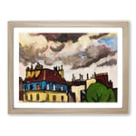 Rooftops And Clouds In Paris By Henry Lyman Sayen Classic Painting Framed Wall Art Print, Ready to Hang Picture for Living Room Bedroom Home Office Décor, Oak A4 (34 x 25 cm)
