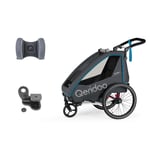 Qeridoo ® QUPA 1 Blå Cykelvagn inklusive koppling och nackstöd