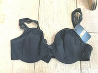 WONDERBRA BLACK PADDED LACE PLUNGE BRA 34 B BNWT 17879