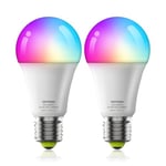 GRIFEMA E27 Smart Bulb, Colour Changing Alexa Light Bulbs, Work with Alexa, 10W Screw Dimmable, Energy Saving, RGB + CCT Million 16 Colors, 10W, 2700K-6500K, 2 Pack, GD1003-2 [Energy Class G]