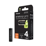 Panasonic eneloop Pro, AAA/Micro Batteries Rechargeables, Ready-to Use, 4 pièces, Min. 930 mAh, 500 Cycles de Charge, Puissance élevée et Faible autodécharge, Emballage sans Plastique, Ni-MH Pile