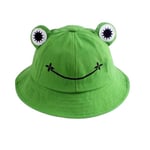 Vuxen tonåring Groda Hatt, Söt Groda Bucket Hat, Bomull Bucket Hat Rolig Hat Bucket Hat Herr Kvinnor (Grön) SQBB