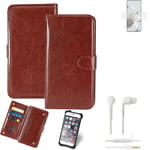 CASE FOR Xiaomi 12T Pro BROWN + EARPHONES FAUX LEATHER PROTECTION WALLET BOOK FL