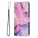 EIDERWOOD iPhone 16e Konstläder Fodral med Plånbok & Rem - Marmor Design - Lila