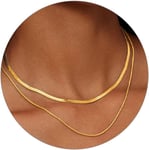 MGOOL Snake Chain Necklace 14K Gold/Silver Plated Herringbone Necklace Gold Chok