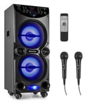 Karaoke - Fenton LIVE2104. Komplett system med 2st mikrofoner och Bluetooth Fenton LIVE2104 karaoke Party station, 2x10", USB, Mikrofon