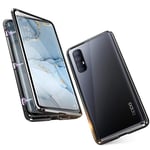 DoubTech Case for Oppo Find X2 Neo Magnetic Adsorption Tech Cover 360 Degree Protection Aluminum Frame Tempered Glass Powerful Magnets Shockproof Metal Flip Cover