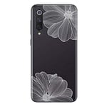 NOVAGO Compatible avec XiaoMi Mi 9 Se- Coque de Protection Souple Transparente et Résistante Anti Choc (1 Coque, Fleur Blanche)