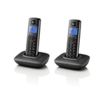Motorola Cordless DECT Telephone, 2 Handsets, Black, T402+