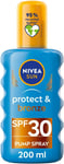Nivea SUN Protect & Bronze Sun Spray 200 ml, Bronzing Tanning Lotion Spray with