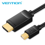 Vention Câble Thunderbolt Mini DP vers HDMI Câble Mini Displayport vers HDMI Adaptateur TV pour PC Macbook HDTV Projecteur 1080P, Noir - 1,5 m