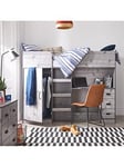 Very Home Jackson High Sleeper with Storage and Mattress Options (Buy and SAVE!) - Weathered Grey - Bed Frame With Standard Mattress, Grey