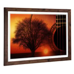 Big Box Art Framed Print of Guitar, Tree & Sunset Design | Wall Art Picture | Home Decor for Kitchen, Living, Dining Room, Lounge, Bedroom, Hallway, Office, Walnut, A2 / 24.5x18 Inch / 62x45cm