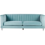 Beliani - Canapé Fixe 3 Places en Velours Bleu Clair Ultra Confortable pour Salon au Style Glamour