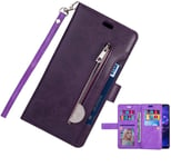 ZCDAYE Wallet Case for Galaxy A52/A52S,Premium Magnetic Multi-functional Handbag Dual Folio PU Leather Stand Flip Case Cover with [Zipper Pocket][Card Slots] for Samsung Galaxy A52/A52S,Purple