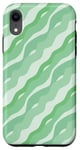 Coque pour iPhone XR Vert menthe avec vagues diagonales ou rubans, simple, minimaliste