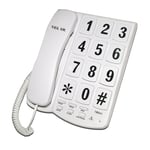 BIG BUTTON WHITE TELEPHONE CORDED HOME WALL MOUNTABLE EASY READ 10 SPEED DIAL
