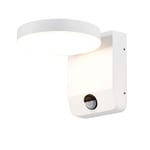 17W LED Vägglampa - 3000K, Vit Hölje, Rund, IP65 - Kulör : Varm