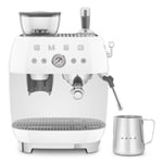 Smeg EGF03WHUK Espresso Coffee Machine with Grinder, 2.4L, 20 Bar Pump, 1650W, White