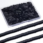 1Ask 1000+ st Lerlera Svarta Pärlor Lerpärlor 8mm Lerpärlor Bulk Heishi Lerpärlor Påfyllning Lerpolymerpärlor Distans Pärlor Lösa Pärlor för Smycken