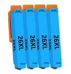 Compatible 26XL Cyan T2632XL Epson XP-710 XP-720 XP-810 - Pack of 4