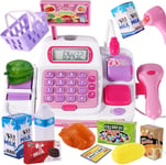 BUYGER Childrens Mini Shopping Toy Till Cash Register Toy with Scanner Play for