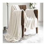dl Waffle Throws Blanket For Double Size Bed 2 Seater Sofa Cover 3 Seater Sofa Throw Super Soft Warm Cosy Large Luxury Waffle Blanket, 150 x 200 Cm, Cream