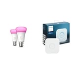 Philips Hue White & Colour Ambiance Smart Bulb Twin Pack LED [B22 Bayonet Cap] - 1100 Lumens & Bridge. Smart Home Automation Works with Alexa, Google Assistant and Apple Homekit.