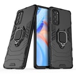 NOKOER Case for OPPO Reno 4 Pro 5G, 2 in 1 PC TPU Cover Armure Phone Case [Heavy Duty] Vertical bracket Cover [Shockproof] [Anti-fall] [Non-slip] Case - Black