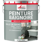 Arcane Industries - Peinture baignoire et lavabo - Résine de rénovation pour émail, acrylique et fonte 1 kg (jusqu'à 3 m² en 2 couches) Blanc - ral