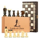 Schackspel schack backgammon damset 3 i 1 - schackbräde i trä högkvalitativt schackbräde med schackpjäser stort 35x35 cm schack med backgammon och dam