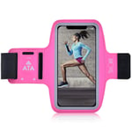 Running Armband for iPhone 12/12 Pro / 11/11 Pro / SE 2020 / XR/XS/XS Max/X, Non-Slip Sweatproof Sports Phone Holder with Key/Headphone slots for Phones up to 6.1” (Pink)