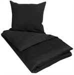 Påslakan för dubbeltäcke 200x200 cm - Mjukt, jacquardvävt bomullssatin - Rutig svart - By Night sängset