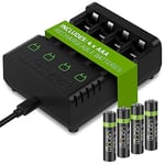 Venom Rechargeable AAA Batteries plus Charging Dock - Includes 4 x AAA 800mAh 1.2V Rechargeable Batteries