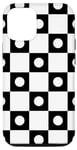iPhone 15 Pro Black-White Circle Square Checkerboard Pattern Case