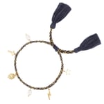 DARK Woven Friendship Bracelet With Charms Steel Blue With Gold