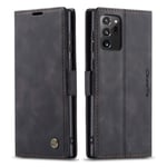 QLTYPRI Case for Samsung Galaxy Note 20 Ultra, Vintage PU Leather Wallet Case Card Slot Kickstand Magnetic Closure Shockproof Flip Folio Case Cover Compatible with Samsung Galaxy Note 20 Ultra - Black