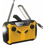 Radio Portable FM/AM(MW)/ WBA,Manivelle/Pile et Secteur/Solar Poste Radio Transistor,Météo Radio Appareil d'urgence avec LED Lampe de Poche et