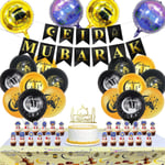 Ramadan-dekorationer, 47 delar, Eid Mubarak-dekorationer, Ramadan-latexballonger,
