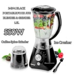 2 in 1 Food Jug Blender 550W Ice Crusher, Mill,Coffee/Spice Grinder Black