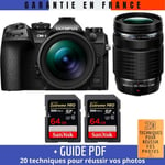 OM SYSTEM OM-1 + ED 12-40mm f/2.8 PRO II + ED 40-150mm f/4 PRO + 2 SanDisk 64GB Extreme PRO UHS-II SDXC 300 MB/s + Guide PDF ""20 TECHNIQUES POUR RÉUSSIR VOS PHOTOS