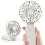 EasyAccHandheld Fan Portable Desk Fan Travel Outdoor Fan 53 hours with One Touch Power Off and Power Bank Rechargeable Foldable Handle Desktop for Home and Travel - White