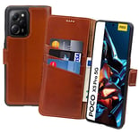Case for Xiaomi Poco X5 Pro 5G Case Book Case Leather Cover IN Cognac